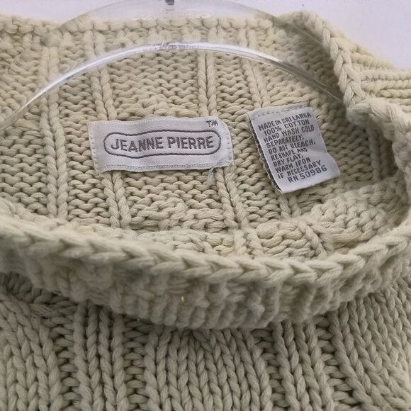 Jeanne Pierre Green Cable Knit Sleeveless Sweater 100% Cotton - Picture 2 of 5